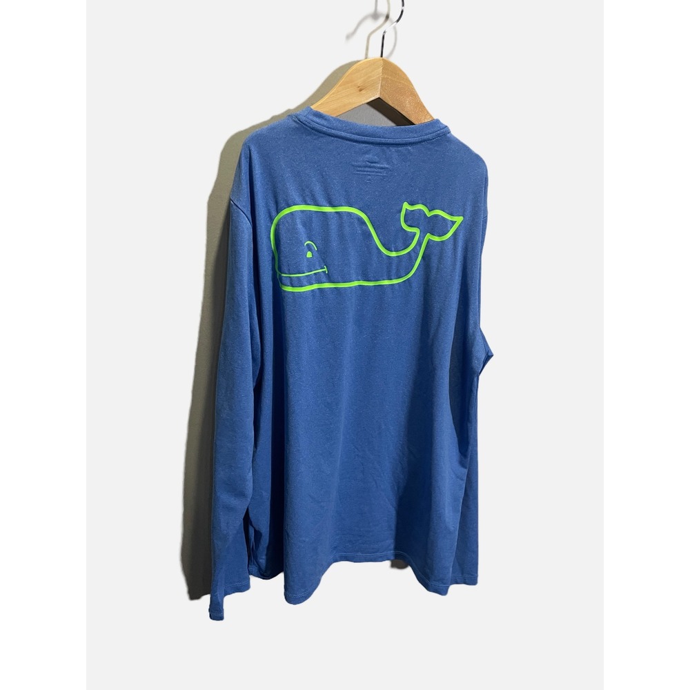 Vineyard Vines Performance Shirt Kids L 16 Blue Long Sleeve Whale Logo Active